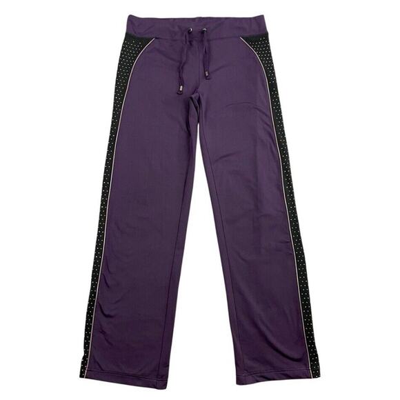 BCBG MAX AZRIA Track Pants Womens Medium Purple Rhinestone Logo Sweatpants - Picture 1 of 13
